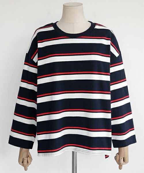 DHOLIC(ディーホリック)の「サイドスリットダブルボーダーTシャツ(Tシャツ/カットソー・レディース・FREE)」の3枚目の写真