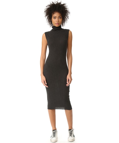 Enza Costa Womens Rib Sleeveless Turtleneck