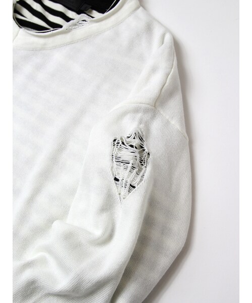 Luv maison（ラブメゾン）の「ダメージニットアンサンブルVネックニット（トップス・メンズ・ブラック/ホワイト・M/L）」の6枚目の写真