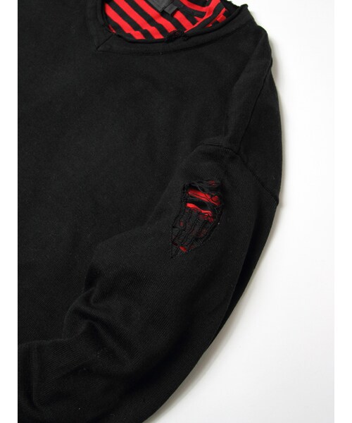 Luv maison（ラブメゾン）の「ダメージニットアンサンブルVネックニット（トップス・メンズ・ブラック/ホワイト・M/L）」の16枚目の写真