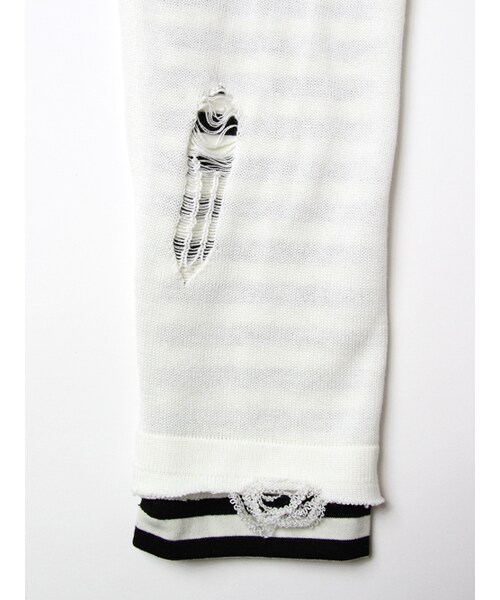 Luv maison（ラブメゾン）の「ダメージニットアンサンブルVネックニット（トップス・メンズ・ブラック/ホワイト・M/L）」の8枚目の写真