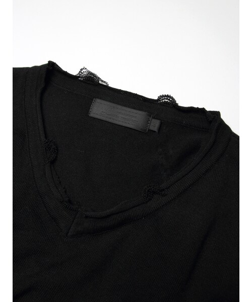 Luv maison（ラブメゾン）の「ダメージニットアンサンブルVネックニット（トップス・メンズ・ブラック/ホワイト・M/L）」の14枚目の写真