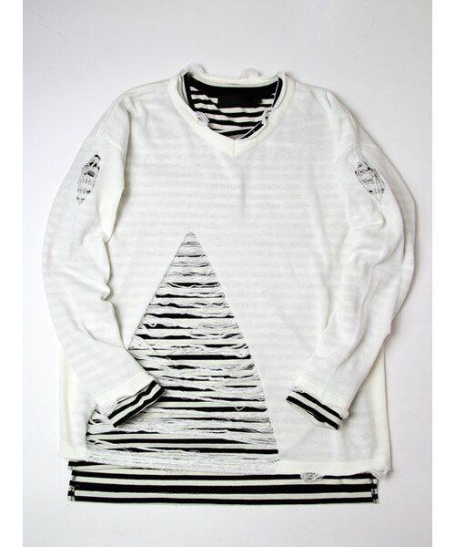 Luv maison（ラブメゾン）の「ダメージニットアンサンブルVネックニット（トップス・メンズ・ブラック/ホワイト・M/L）」の11枚目の写真