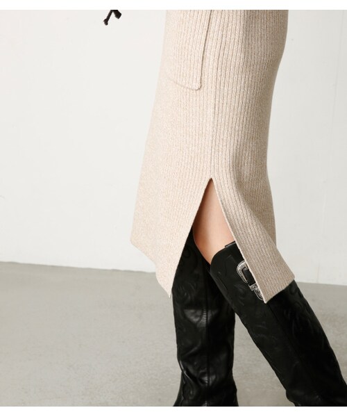 MOUSSY（マウジー）の「MOUSSY RIB KNIT JUMPER スカート（スカート・レディース・BLK/L/BEG・F）」の13枚目の写真