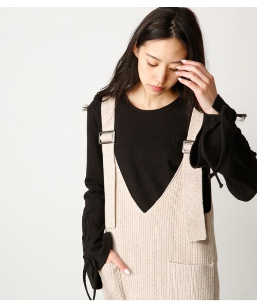 MOUSSY（マウジー）の「MOUSSY RIB KNIT JUMPER スカート（スカート・レディース・BLK/L/BEG・F）」の3枚目の写真