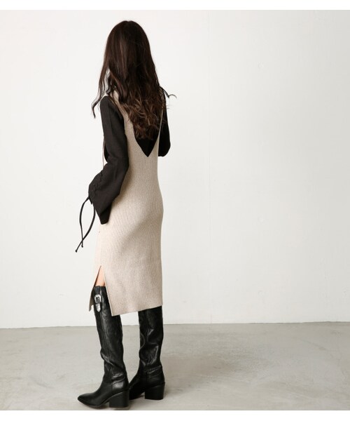 MOUSSY（マウジー）の「MOUSSY RIB KNIT JUMPER スカート（スカート・レディース・BLK/L/BEG・F）」の15枚目の写真