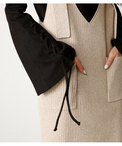 MOUSSY（マウジー）の「MOUSSY RIB KNIT JUMPER スカート（スカート・レディース・BLK/L/BEG・F）」の12枚目の写真