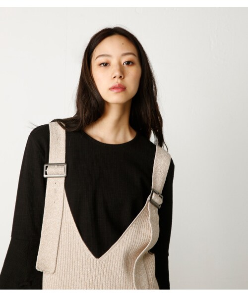 MOUSSY（マウジー）の「MOUSSY RIB KNIT JUMPER スカート（スカート・レディース・BLK/L/BEG・F）」の4枚目の写真