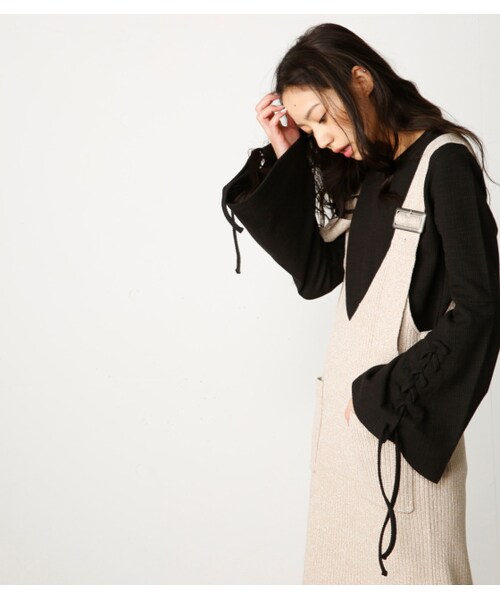 MOUSSY（マウジー）の「MOUSSY RIB KNIT JUMPER スカート（スカート・レディース・BLK/L/BEG・F）」の16枚目の写真