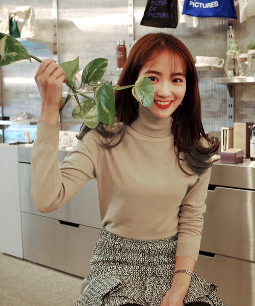 no brand（ノーブランド）の「IMVELY 基本が大事タートルネックニット(C)FDB（ニット/セーター・レディース・アイボリー(IV)/ライトベージュ(LBE)/グレー(GR)・FREE）」の3枚目の写真