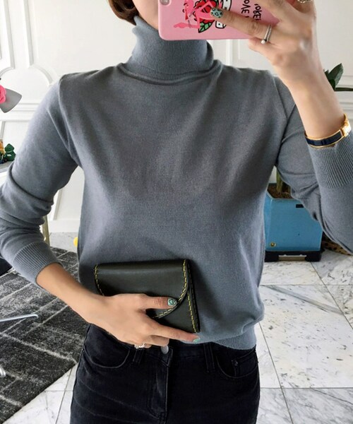 no brand（ノーブランド）の「IMVELY 基本が大事タートルネックニット(C)FDB（ニット/セーター・レディース・アイボリー(IV)/ライトベージュ(LBE)/グレー(GR)・FREE）」の8枚目の写真