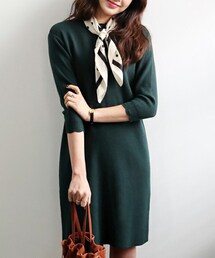 DHOLIC | スカラップネックニットワンピース(ワンピース)