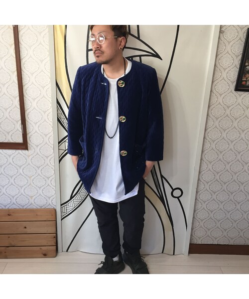キュウリガン（キュウリガン）の「【個性的】エレガントボタンベロアBIGジャケットコート（その他アウター・メンズ・その他）」の2枚目の写真