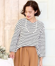 Bou Jeloud | 超長綿ドルマンボーダープルオーバー(Tシャツ/カットソー)