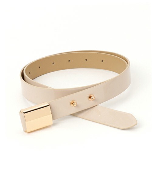 archives（アルシーヴ）の「エナメルスクエアバックルベルト（ベルト・レディース・ブラック/ベージュ・MEDIUM）」の2枚目の写真