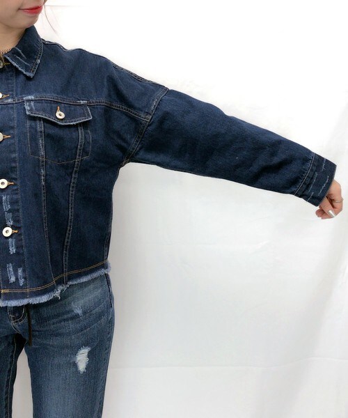 archives（アルシーヴ）の「【ZOZO先行予約】カットオフＧジャン（デニムジャケット・レディース・ダークブルー/ロイヤルブルー・MEDIUM）」の5枚目の写真