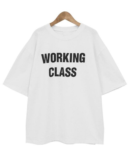 Dailyabout(デイリーアバウト)の「ベーシックレタリングルーズフィット5分袖Tシャツ(P0000WNR)(Tシャツ/カットソー・レディース・FREE)」の1枚目の写真