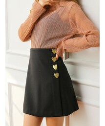 KORMARCH | ハートボタンポイントラップミニスカート(スカート)