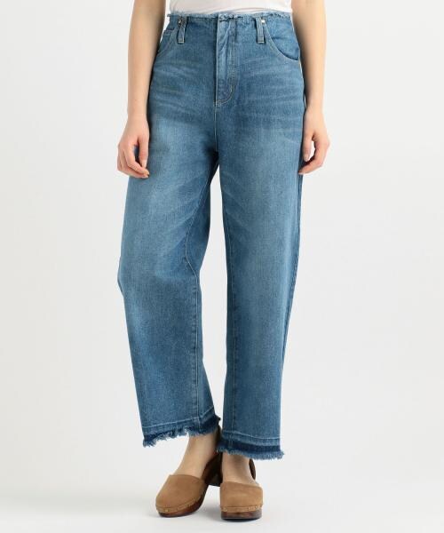 RAY CASSIN(レイカズン)の「裁ち切りワイドパンツ(パンツ・レディース・サックス/ネイビー・S/M)」の1枚目の写真