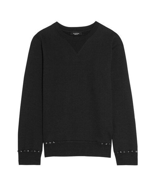 Valentino - Rockstud Cotton-jersey Sweatshirt - Black