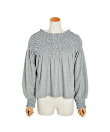 flower | shirring knit top ～ｼｬｰﾘﾝｸﾞﾆｯﾄﾄｯﾌﾟ(ニット/セーター)