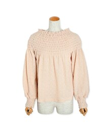 flower | shirring knit top ～ｼｬｰﾘﾝｸﾞﾆｯﾄﾄｯﾌﾟ(ニット/セーター)