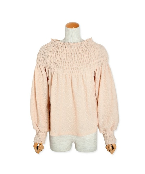 flower(フラワー)の「shirring knit top ~シャーリングニットトップ(ニット/セーター・レディース・gray/beige・FREE)」の2枚目の写真