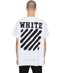 off white | Spray Stripes Cotton Jersey T-Shirt(Tシャツ/カットソー)