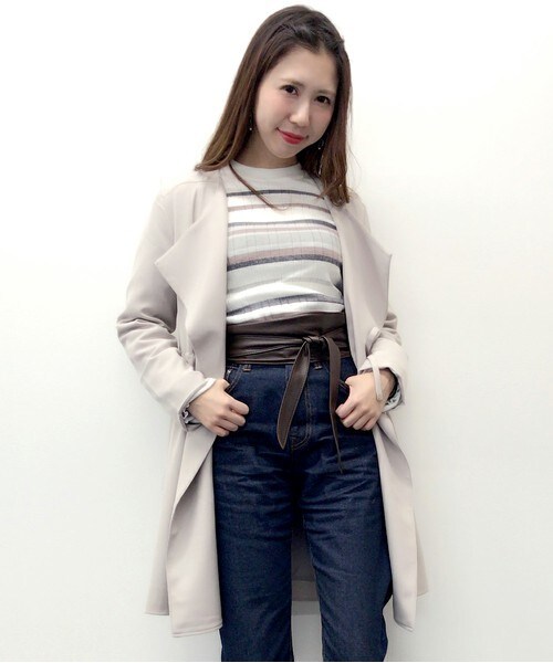 archives（アルシーヴ）の「【ZOZO限定先行予約】着流しノーカラーコート（その他アウター・レディース・ブラック/グレー/ベージュ・MEDIUM）」の2枚目の写真