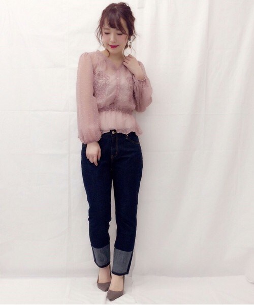 Cheek（チーク）の「[ZOZO先行予約]デニムロールアップ風パンツ（デニムパンツ・レディース・ブルー/ネイビー・SMALL/MEDIUM）」の10枚目の写真