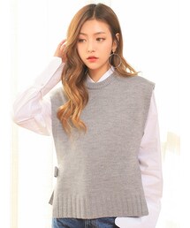 KORMARCH | サイドリボンポイントノースリーブニットベスト(ベスト)