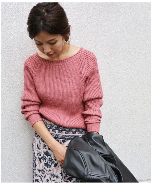 IENA（イエナ）の「レディスニット(ウールデザインプルオーバー◆)/イエナ(IENA)（ニット/セーター・レディース・ピンク/ブラック/ブルー/ホワイト・フリー）」の4枚目の写真