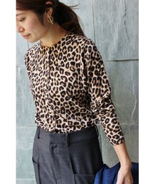 IENA | イエナ レオパード クルーネック カーディガン◆(カーディガン/ボレロ)