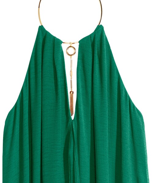 H&M - Dress with Necklace Detail - Dark green - Ladies