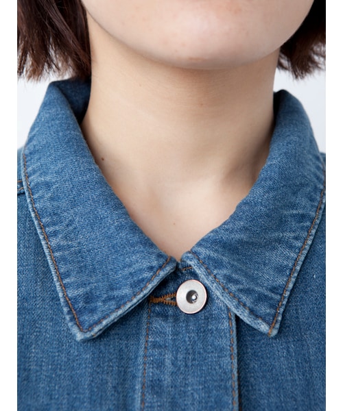 w closet(ダブルクローゼット)の「【S/S】ウォッシュ加工ビッグロングGジャン(ジャケット/アウター・レディース・ブルー/ネイビー・FREE)」の6枚目の写真