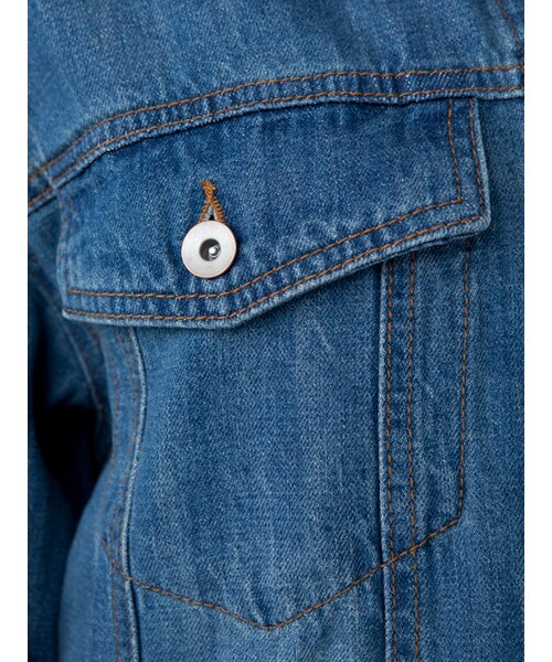 w closet(ダブルクローゼット)の「【S/S】ウォッシュ加工ビッグロングGジャン(ジャケット/アウター・レディース・ブルー/ネイビー・FREE)」の7枚目の写真