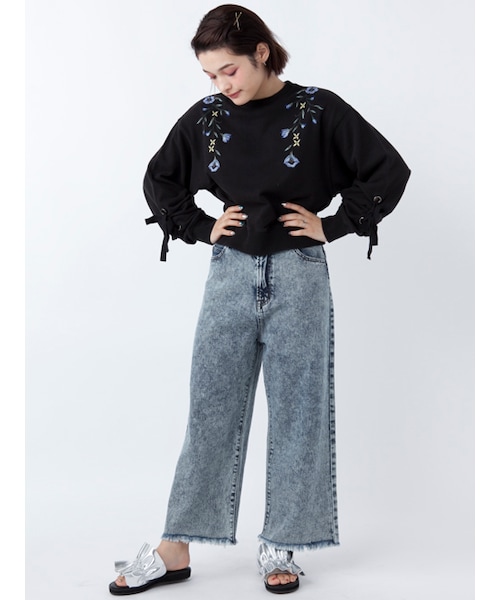 w closet（ダブルクローゼット）の「【S/S】ケミカルウォッシュデニムパンツ（パンツ・レディース・ブリーチサックス/ケミカルブルー・FREE）」の13枚目の写真