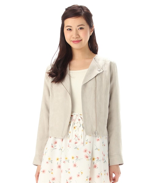 Honeys（ハニーズ）の「ノーカラージャケット（ジャケット・コート・レディース・キャメル/グレー/ベージュ・Ｍ/Ｌ）」の2枚目の写真