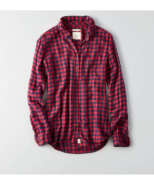 American Eagle（アメリカンイーグル）の「AEOソフトフランネルシャツ（シャツ/ブラウス・レディース・ブラック/ブルー/レッド/ピンク・XXS/XS/S/M/L/XL）」の4枚目の写真