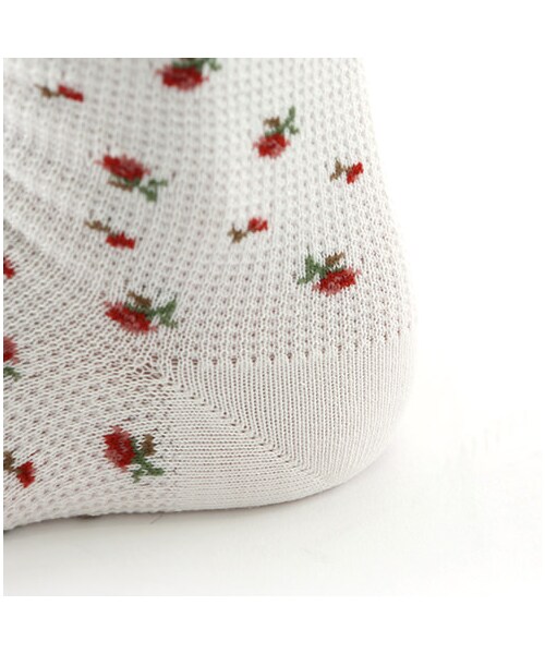 靴下屋（クツシタヤ）の「クルクルワッフル花柄ソックス（ソックス・靴下・レディース・オフホワイト/グレーモク/チャコールモク/シャーベット/カーキ/メイブルー/インディゴブルー・22.0～24.0cm）」の13枚目の写真