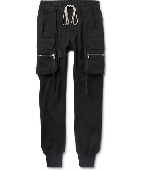 Rick Owens(リックオウエンス)の「Rick Owens Slim-Fit Tapered Cotton-Jersey Cargo Sweatpants(その他パンツ・メンズ・Black・IT46/IT48/IT50/IT52/IT54/IT56)」の1枚目の写真