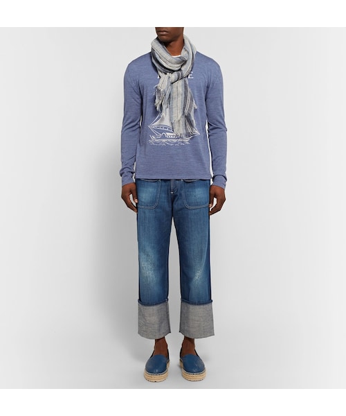 デニム・ジーパン LOEWE PLEATED DENIM JEANS LOEWE（ロエベ）の「Loewe Cuffed Distressed Denim Jeans