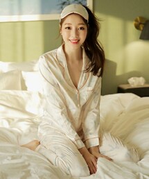 DHOLIC | アイマスク&リボンパターンシルキーパジャマSET(ルームウェア/パジャマ)