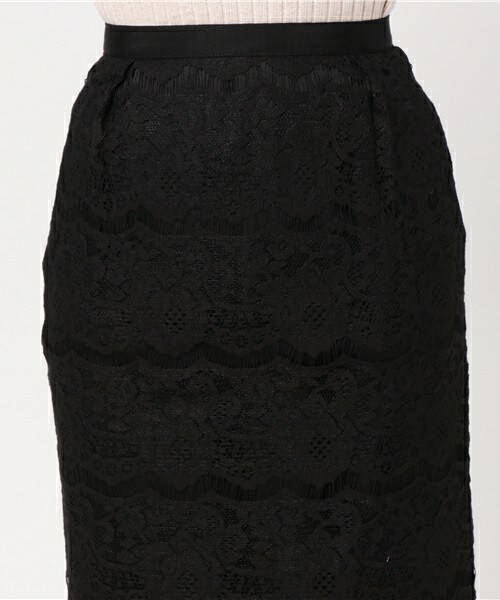 actuel（アクチュエル）の「スカラップレースタイトスカート（スカート・レディース・オフホワイト/ブラック・FREE）」の6枚目の写真