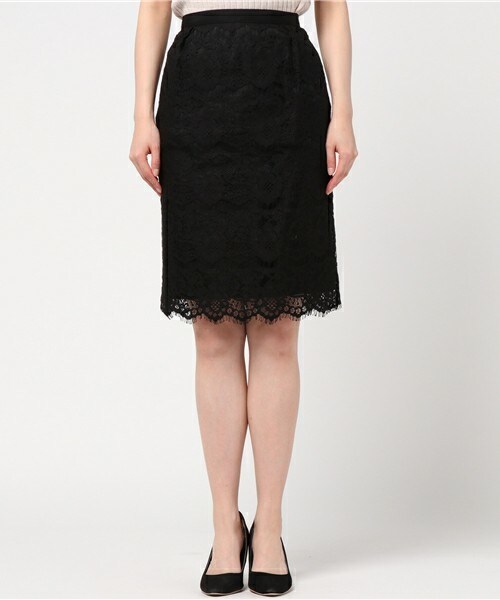 actuel（アクチュエル）の「スカラップレースタイトスカート（スカート・レディース・オフホワイト/ブラック・FREE）」の3枚目の写真