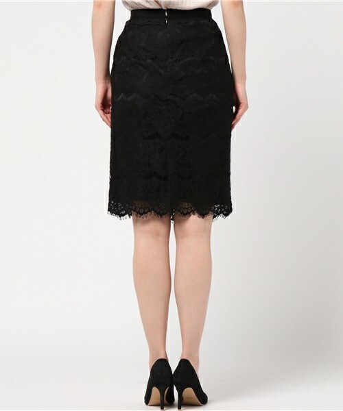 actuel（アクチュエル）の「スカラップレースタイトスカート（スカート・レディース・オフホワイト/ブラック・FREE）」の5枚目の写真