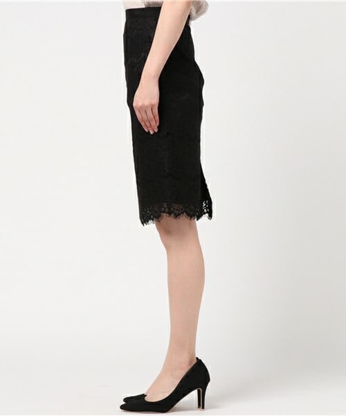 actuel（アクチュエル）の「スカラップレースタイトスカート（スカート・レディース・オフホワイト/ブラック・FREE）」の4枚目の写真