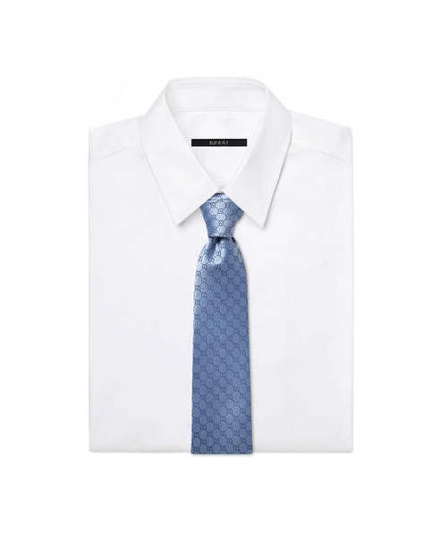 GUCCI（グッチ）の「GGパターン シルクタイ（ネクタイ・メンズ・ネイビーシルク/スカイブルー/ブラック シルク・U）」の6枚目の写真