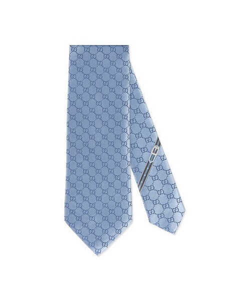 GUCCI（グッチ）の「GGパターン シルクタイ（ネクタイ・メンズ・ネイビーシルク/スカイブルー/ブラック シルク・U）」の3枚目の写真
