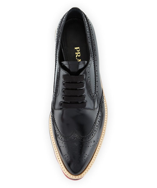 プラダ　ストラップシューズ　37.5 PRADA(プラダ) ベルクロレザーシューズ ブラック サイズ 7 1/2｜【公式